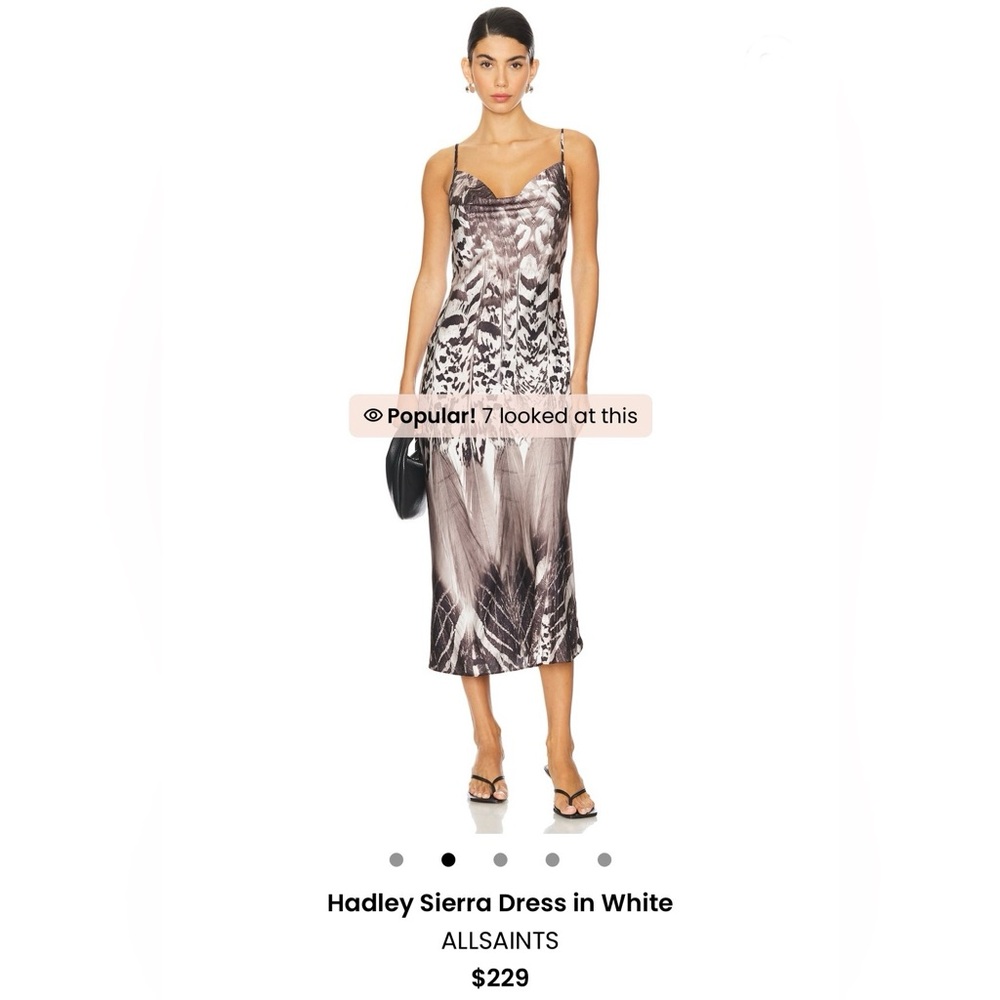 ALLSAINTS- Printed Hadley slip dress, cowl neck, sexy body skimming,size 2 NWT💃